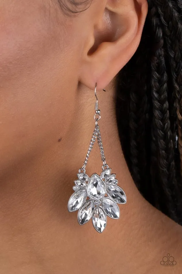 Paparazzi Earring Prismatic Pageantry White Paparazzi Jewelry Earrings
