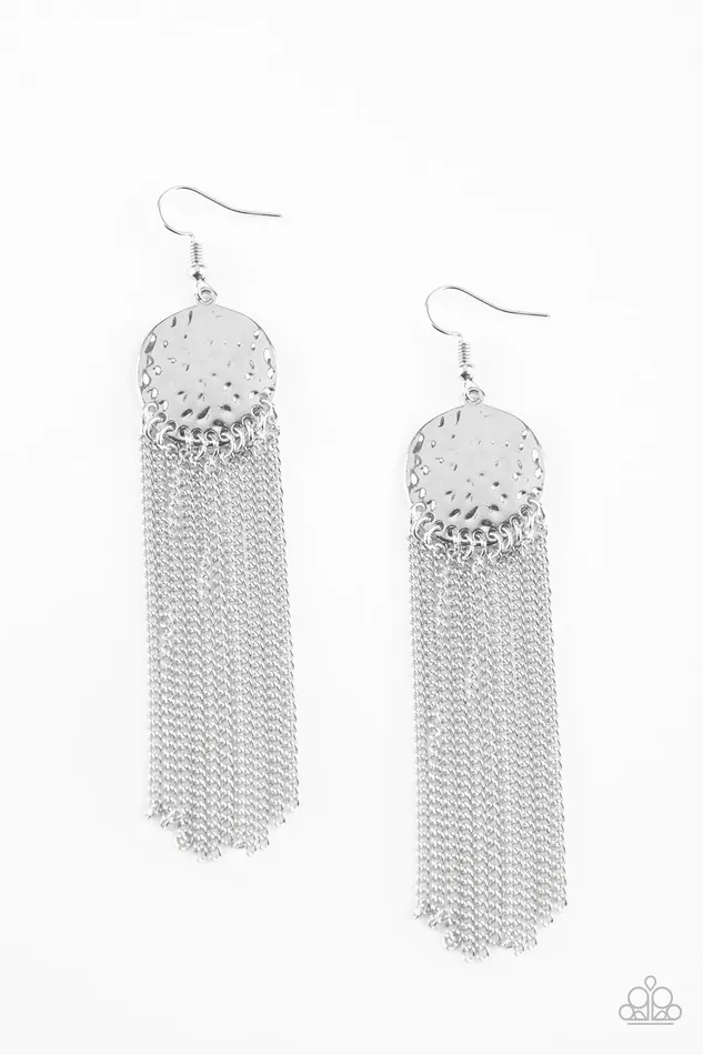 Paparazzi Earring Solar Scene Silver Paparazzi Jewelry Earrings