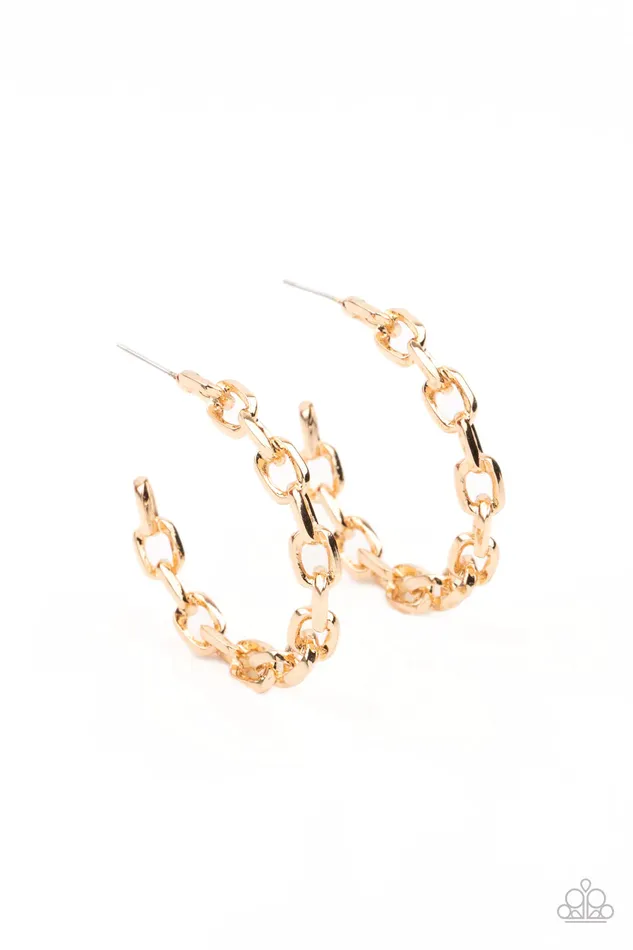 Paparazzi Earring Stronger Together Gold Paparazzi Jewelry Earrings