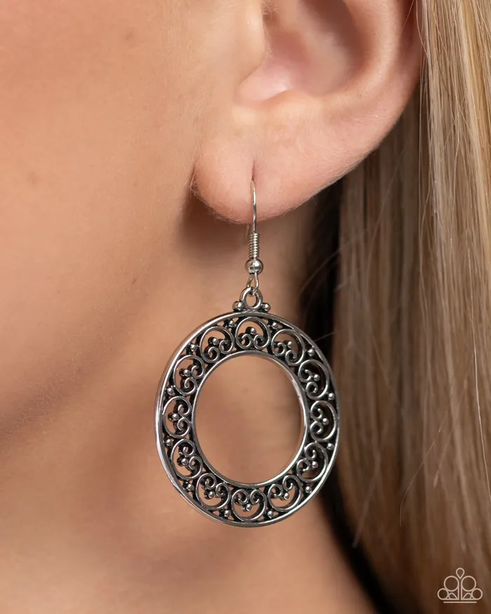 Paparazzi Earring Vineyard Valentine Silver Paparazzi Jewelry Earrings