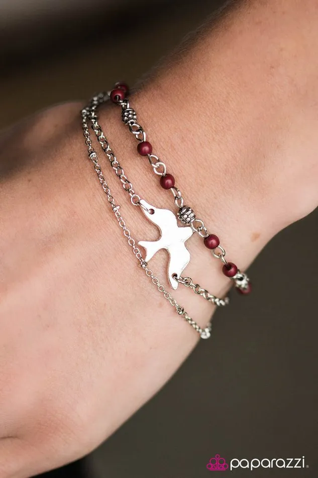 Paparazzi Jewelry Bracelets Paparazzi Bracelet Learning to Fly Red
