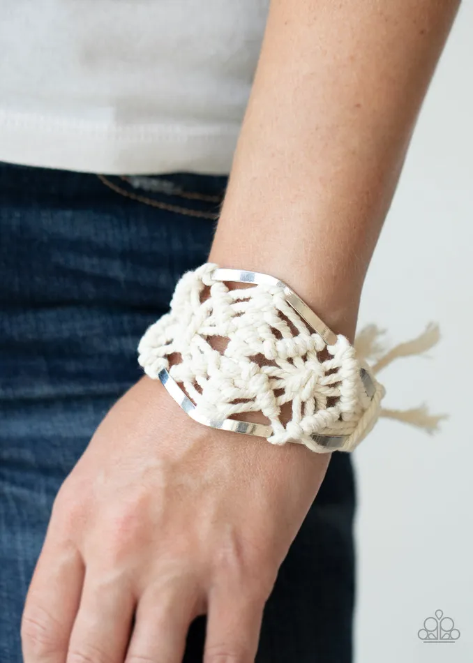 Paparazzi Jewelry Bracelets Paparazzi Bracelet Macrame Mode White Sept LOP