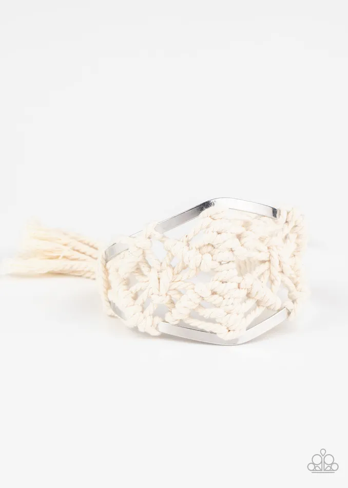 Paparazzi Jewelry Bracelets Paparazzi Bracelet Macrame Mode White Sept LOP