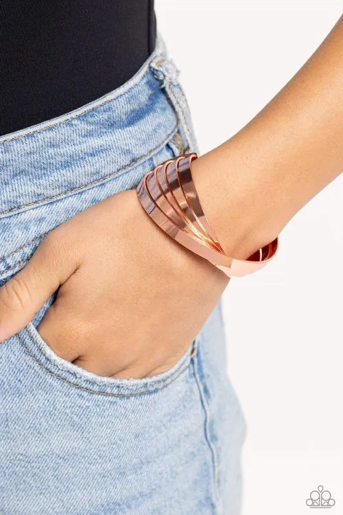 Paparazzi Jewelry Bracelets Paparazzi Bracelet Rebellious Ribbons Copper