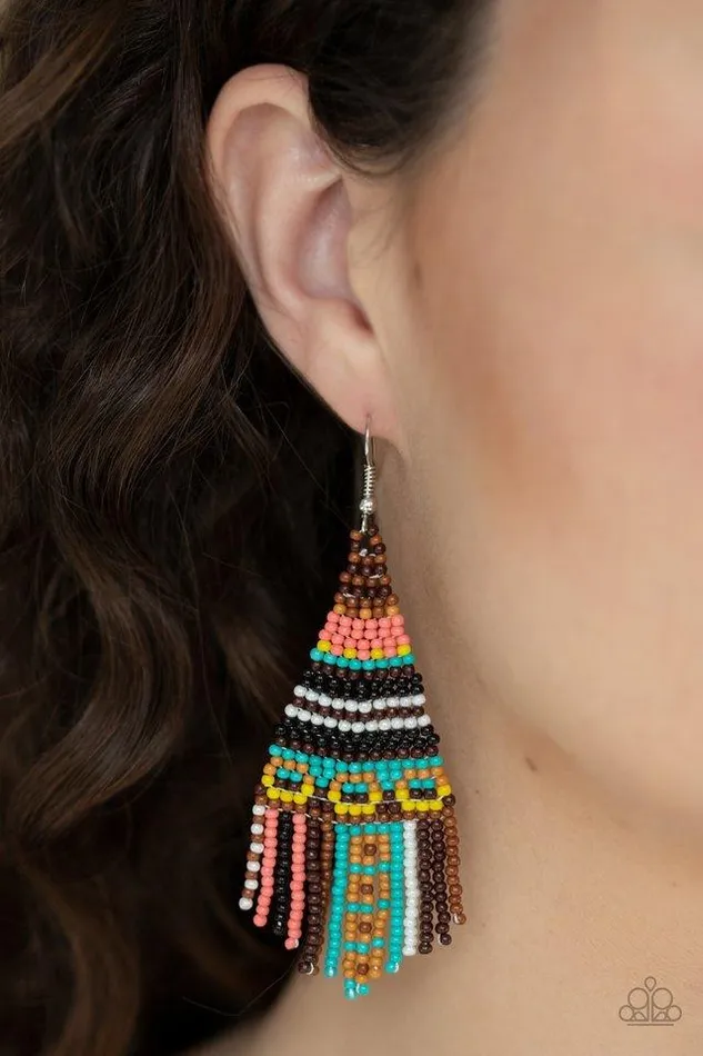 Paparazzi Jewelry Earrings Paparazzi Earring Beaded Bohemian Brown