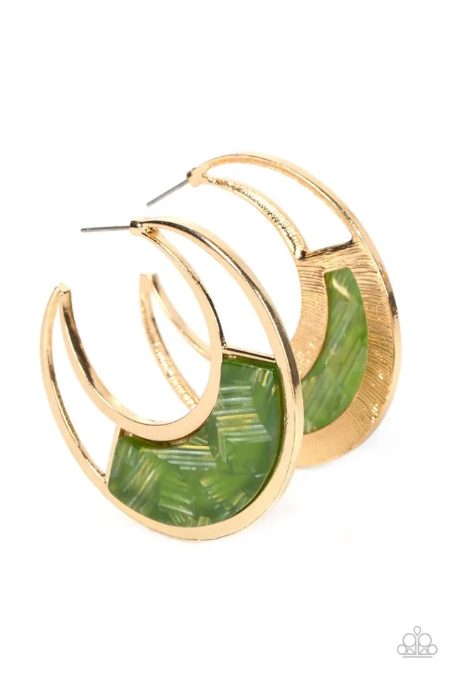 Paparazzi Jewelry Earrings Paparazzi Earring Contemporary Curves Green Paparazzi Jewelry Earrings Paparazzi Earring Contemporary Curves Green