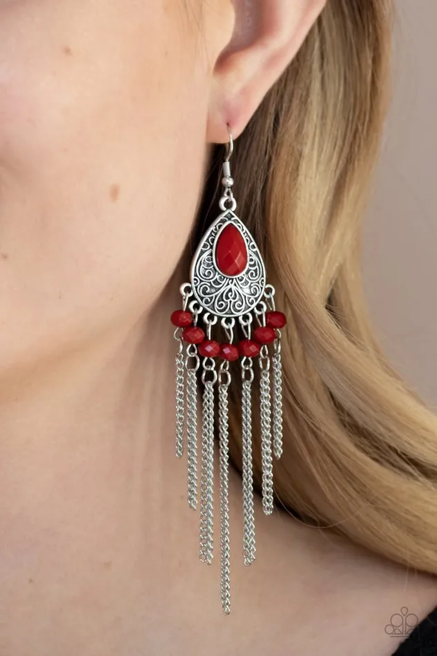 Paparazzi Jewelry Earrings Paparazzi Earring Floating on HEIR Red