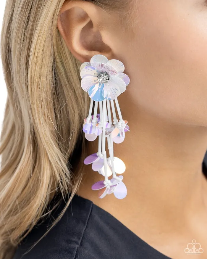 Paparazzi Jewelry Earrings Paparazzi Earring Floral Future White