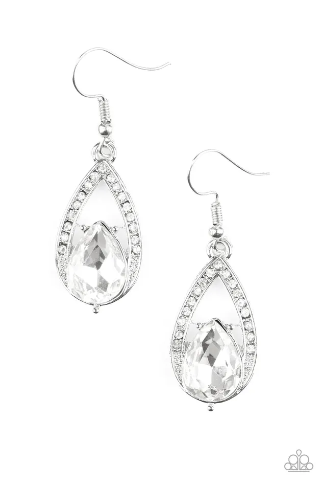 Paparazzi Jewelry Earrings Paparazzi Earring Gatsby Grandeur White
