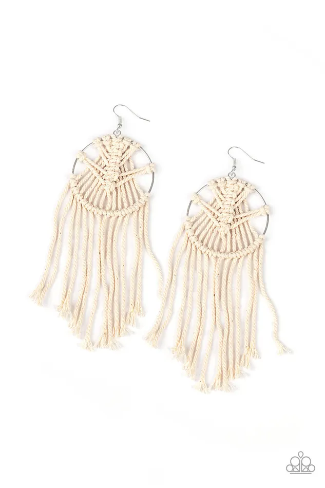 Paparazzi Jewelry Earrings Paparazzi Earring MACRAME Myself and I White