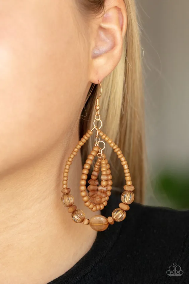 Paparazzi Jewelry Earrings Paparazzi Earring Prana Party Brown