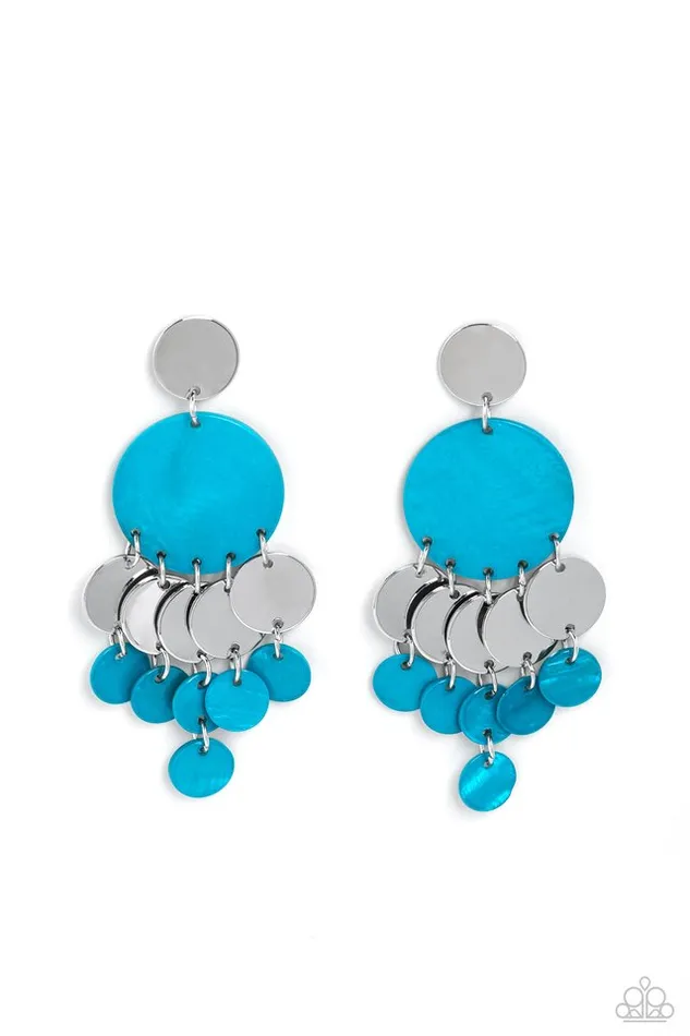 Paparazzi Jewelry Earrings Paparazzi Earring SHELL of the Ball Blue Paparazzi Jewelry Earrings Paparazzi Earring SHELL of the Ball Blue