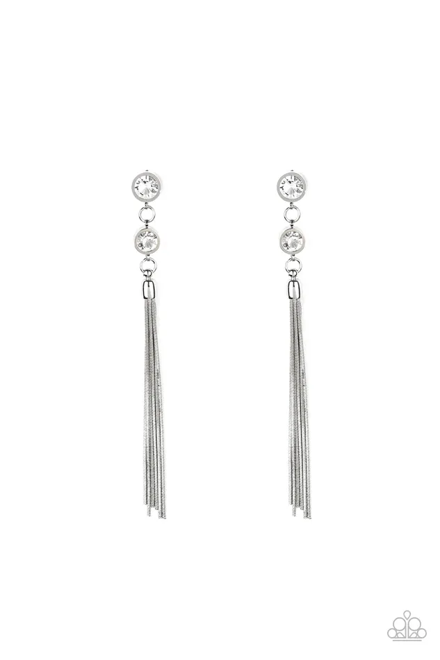 Paparazzi Jewelry Earrings Paparazzi Earring Tassel Twinkle White