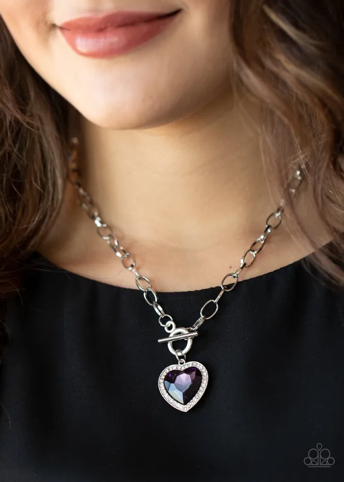 Paparazzi Jewelry Necklaces Paparazzi Necklace Check Your Heart Rate Purple