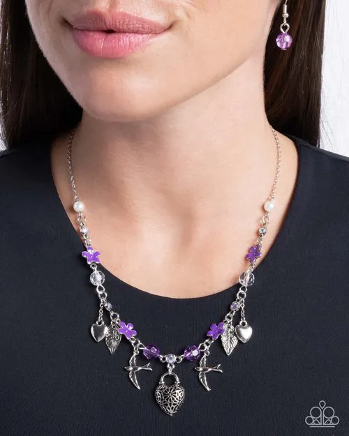 Paparazzi Jewelry Necklaces Paparazzi Necklace Flight of the Sparrow Purple