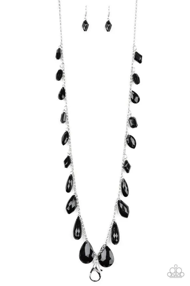 Paparazzi Jewelry Necklaces Paparazzi Necklace GLOW And Steady Wins The Race Black Lanyard