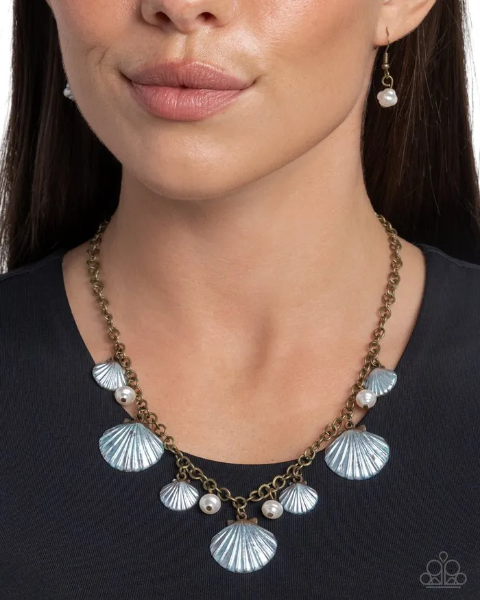 Paparazzi Jewelry Necklaces Paparazzi Necklace Seashell Sophistication Brass