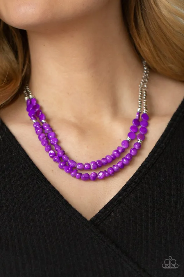 Paparazzi Jewelry Necklaces Paparazzi Necklace Staycation Status Purple