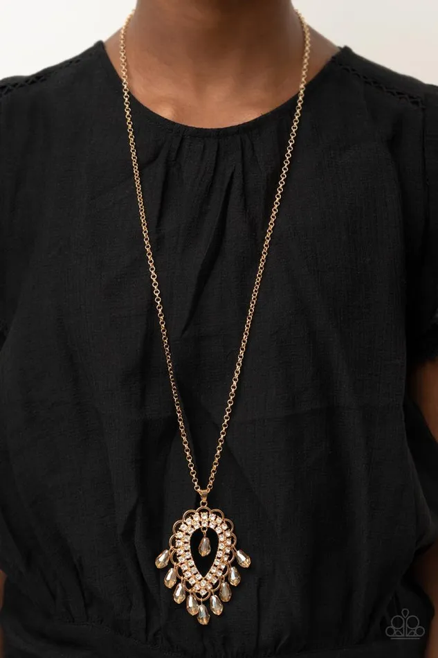 Paparazzi Jewelry Necklaces Paparazzi Necklace Teasable Teardrops Gold
