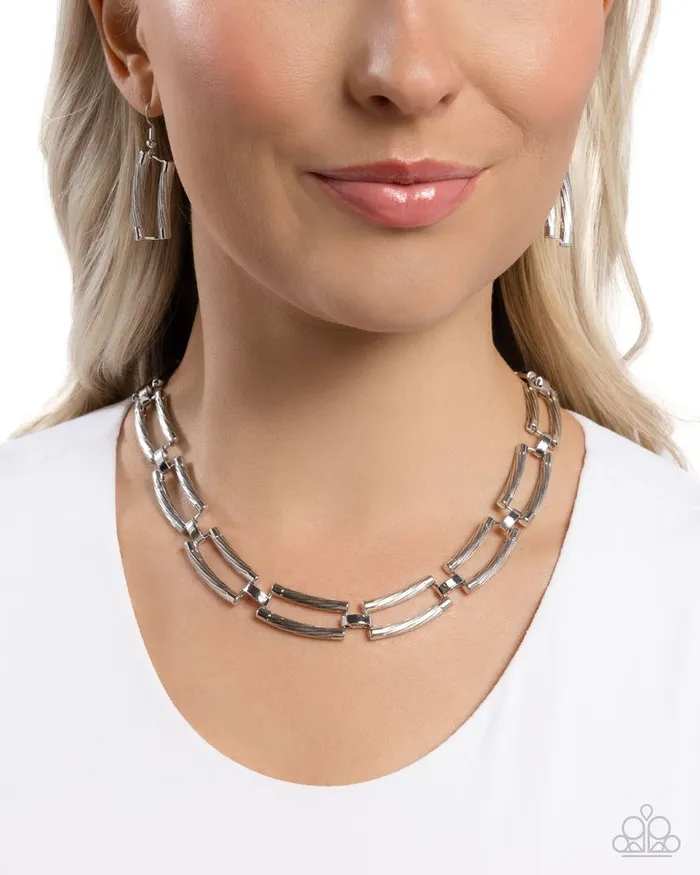 Paparazzi Jewelry Necklaces Paparazzi Necklace Technical Texture Silver