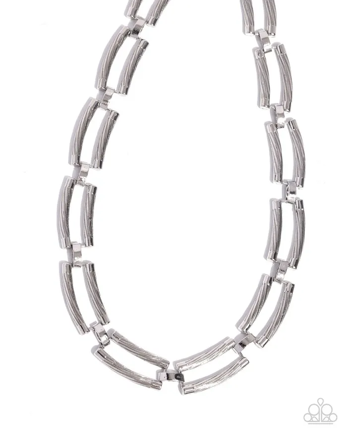 Paparazzi Jewelry Necklaces Paparazzi Necklace Technical Texture Silver Paparazzi Jewelry Necklaces Paparazzi Necklace Technical Texture Silver