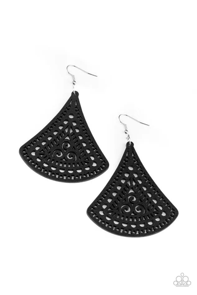 Paparazzi Jewelry Paparazzi Earring FAN to FAN Black Earrings Paparazzi Jewelry Paparazzi Earring FAN to FAN Black Earrings