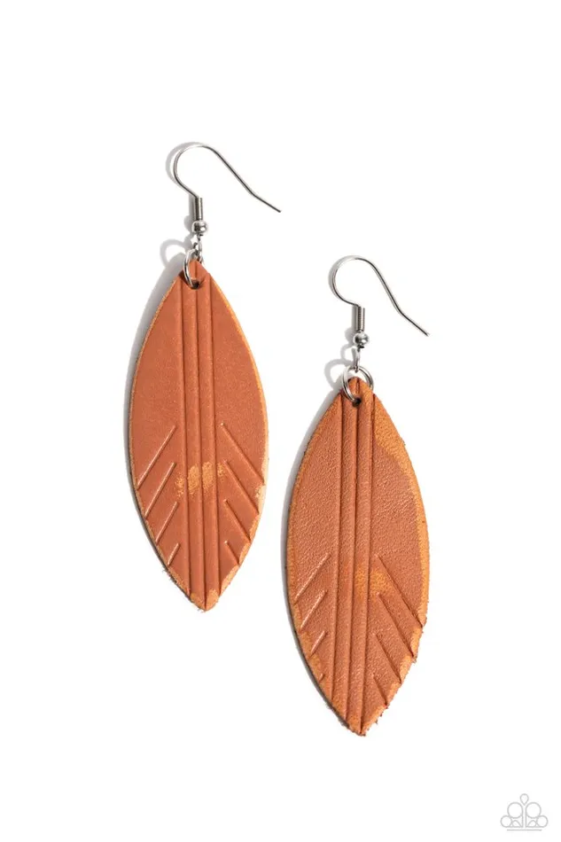 Paparazzi Jewelry Paparazzi Earring Leather Lounge Brown Earrings Paparazzi Jewelry Paparazzi Earring Leather Lounge Brown Earrings