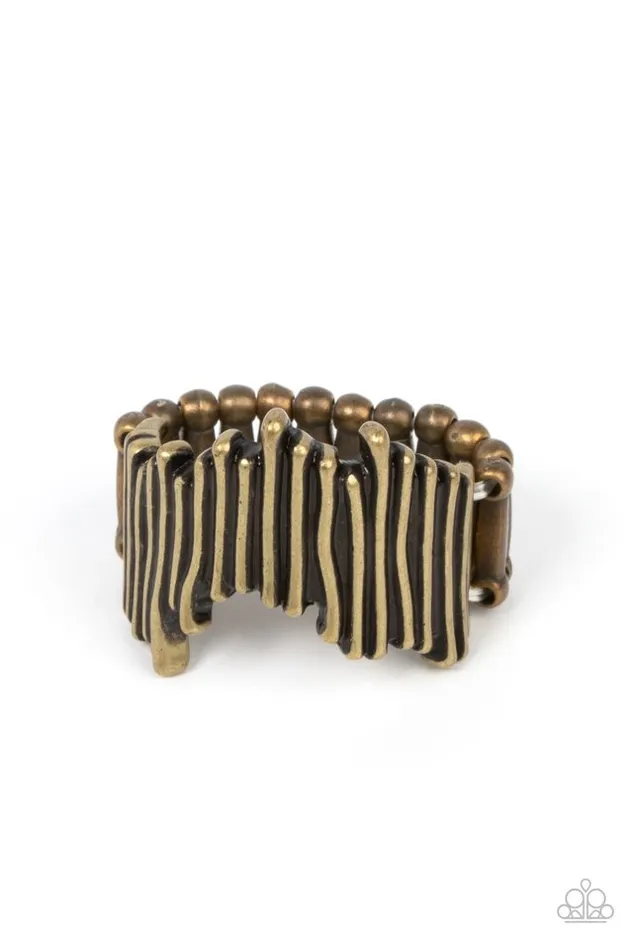 Paparazzi Jewelry Rings Paparazzi Ring Along the Lines Brass Paparazzi Jewelry Rings Paparazzi Ring Along the Lines Brass