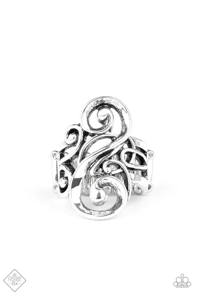 Paparazzi Jewelry Rings Paparazzi Ring Musical Motif Silver Fashion Fix Sept 2020
