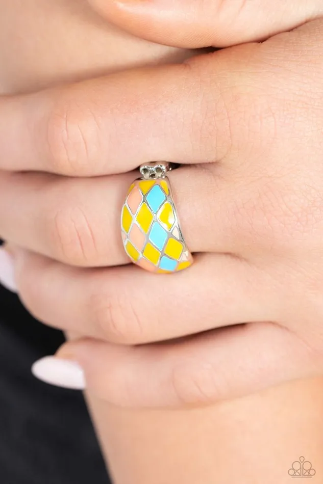 Paparazzi Jewelry Rings Paparazzi Ring Patchwork Party Yellow
