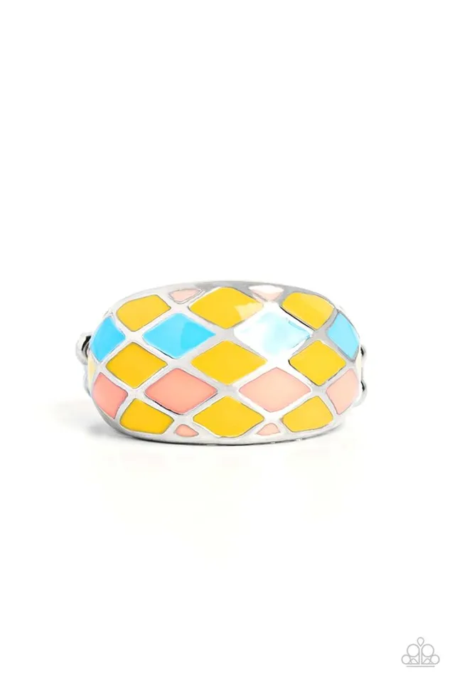 Paparazzi Jewelry Rings Paparazzi Ring Patchwork Party Yellow Paparazzi Jewelry Rings Paparazzi Ring Patchwork Party Yellow