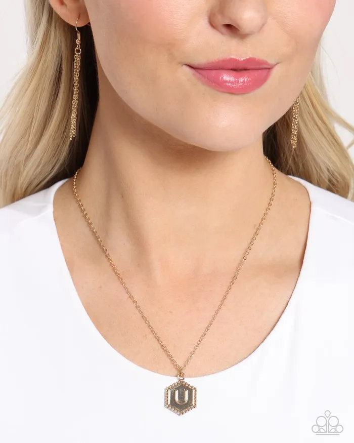 Paparazzi Necklace Emblematic Elegance Gold U Paparazzi Jewelry Necklaces