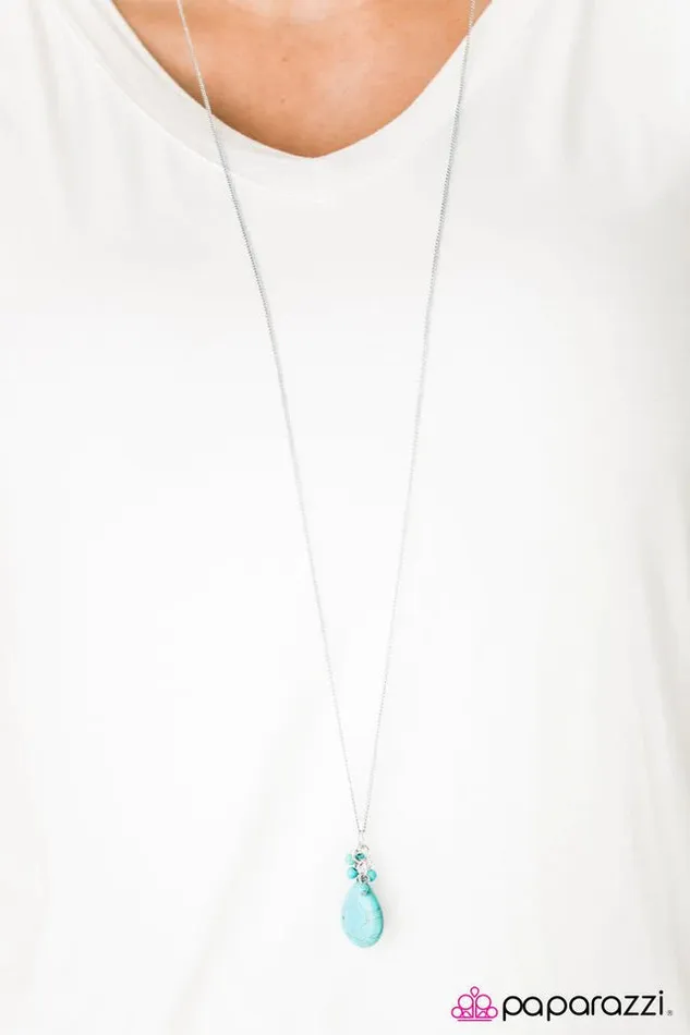 Paparazzi Necklace Here Comes The Rain Blue Paparazzi Jewelry Necklaces