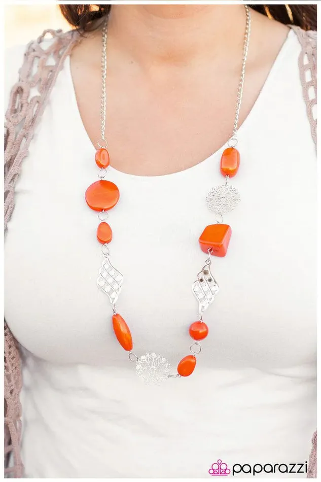 Paparazzi Necklace Let Me Elaborate Orange Paparazzi Jewelry Necklaces