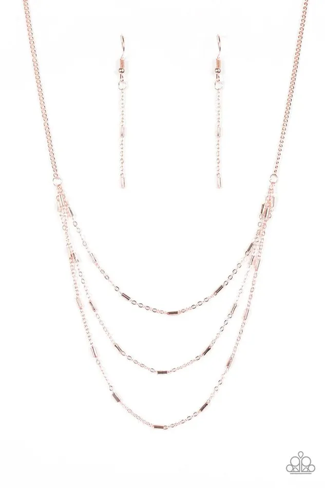 Paparazzi Necklace Modestly Metro Rose Gold Paparazzi Jewelry Necklaces