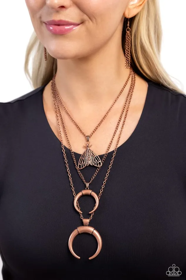 Paparazzi Necklace Moth Medley Copper Paparazzi Jewelry Necklaces
