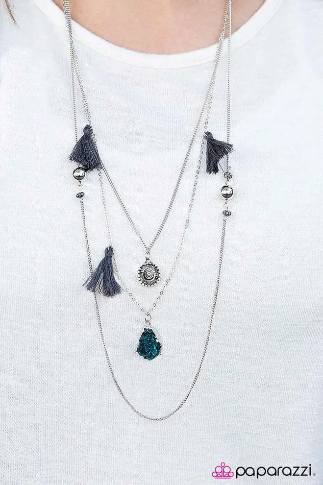 Paparazzi Necklace Tarots and Tassels Blue Paparazzi Jewelry Necklaces