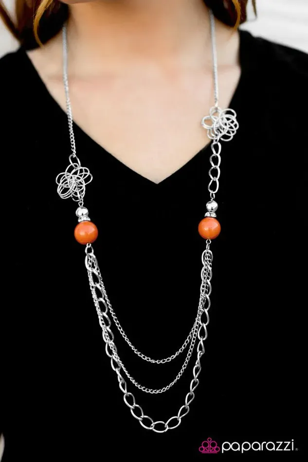 Paparazzi Necklace Truly Madly Deeply Orange Paparazzi Jewelry Necklaces