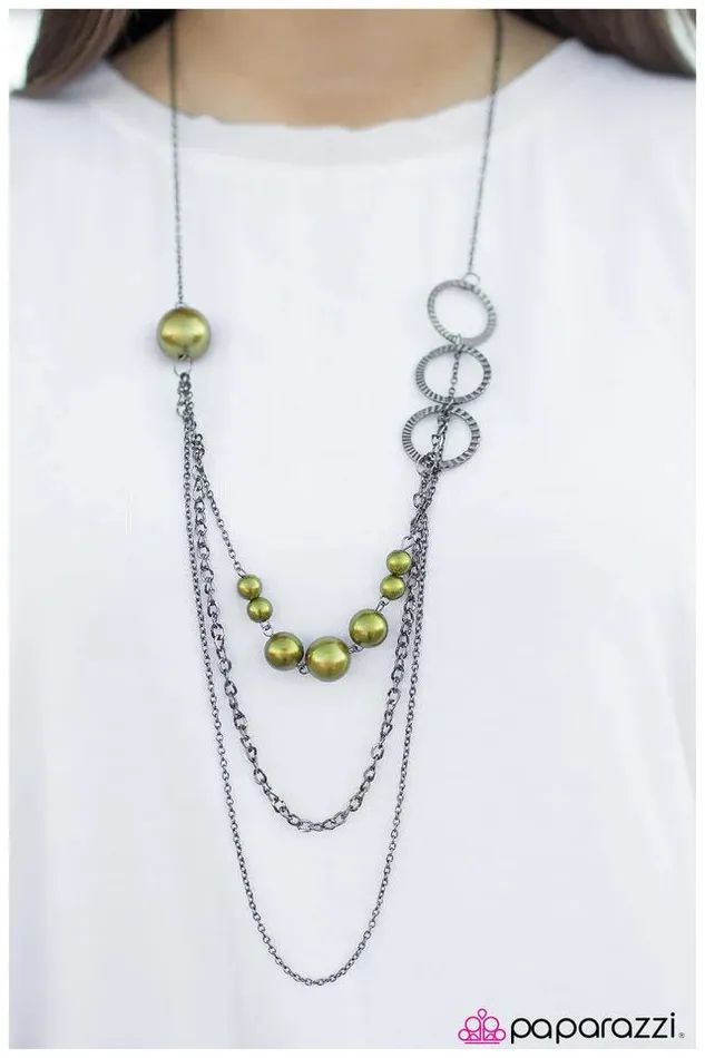 Paparazzi Necklace Youre CRIMPING My Style Green Paparazzi Jewelry Necklaces