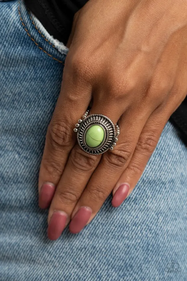 Paparazzi Ring BADLANDS To The Bone Green Paparazzi Jewelry Rings