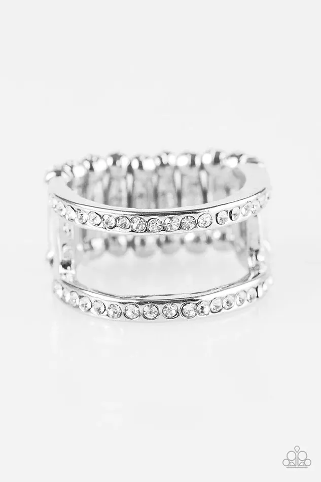 Paparazzi Ring Surrender The Sparkle White Paparazzi Jewelry Rings