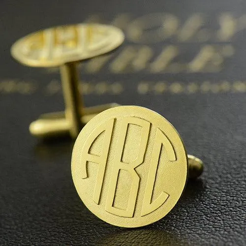 Personalized Mens Block Initials Monogram Cufflinks Stainless Gold Silver Belbren Rings