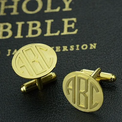 Personalized Mens Block Initials Monogram Cufflinks Stainless Gold Silver Belbren Rings