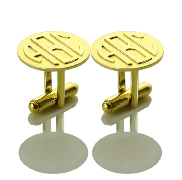 Personalized Mens Block Initials Monogram Cufflinks Stainless Gold Silver Belbren Rings