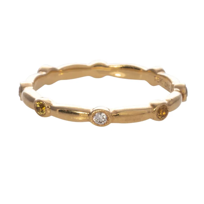 PreStyled Sets Croghans Yellow Sapphire Diamond Bezel Station Eternity 18K Gold Band PreStyled Sets Croghans Yellow Sapphire Diamond Bezel Station Eternity 18K Gold Band