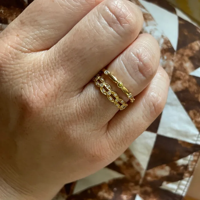 PreStyled Sets Croghans Yellow Sapphire Diamond Bezel Station Eternity 18K Gold Band
