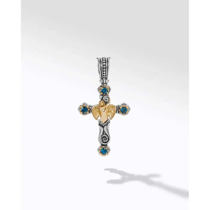 PreStyled Sets Konstantino Konstantino Angelic Silver and 18K Gold London Blue Topaz Angel Cross Pendant PreStyled Sets Konstantino Konstantino Angelic Silver and 18K Gold London Blue Topaz Angel Cross Pendant