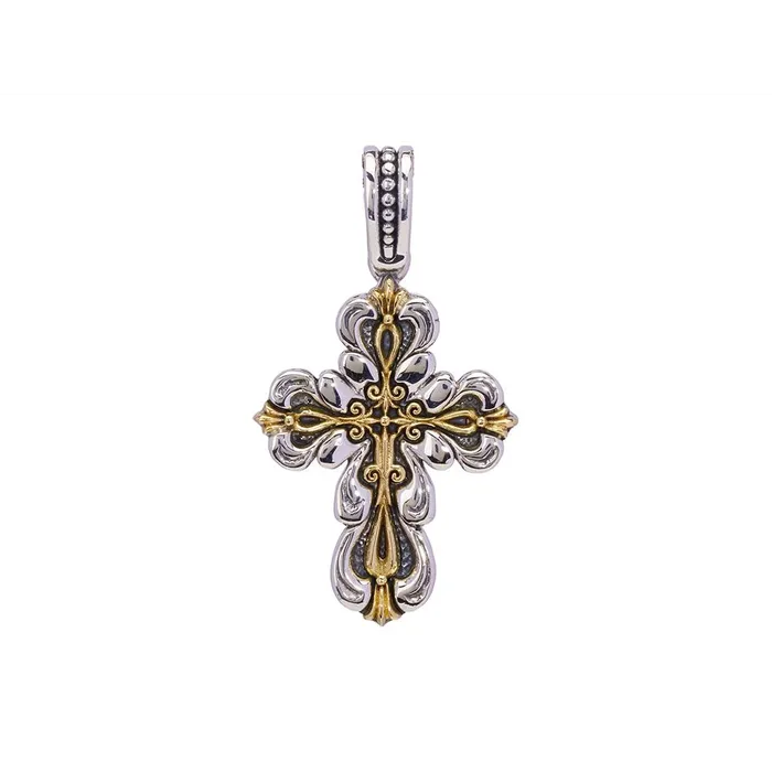 PreStyled Sets Konstantino Konstantino Silver and 18K Gold Cross Etched Pendant PreStyled Sets Konstantino Konstantino Silver and 18K Gold Cross Etched Pendant