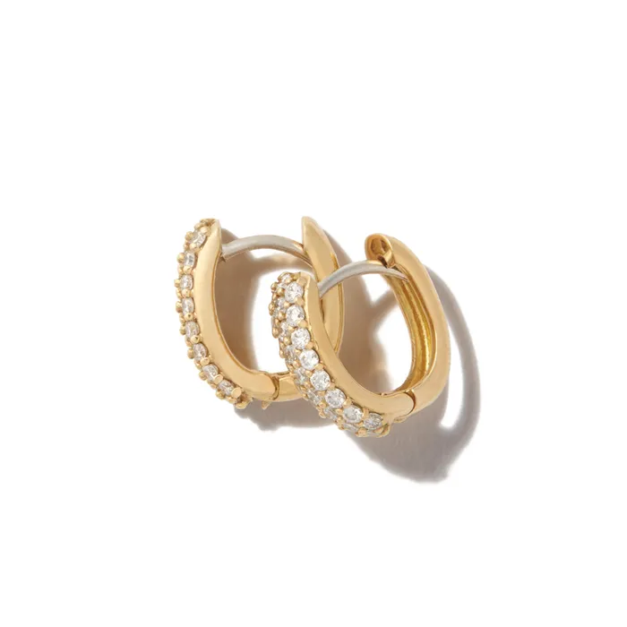 PreStyled Sets Marla Aaron 18K Gold Diamond Huggie Earring Base Marla Aaron