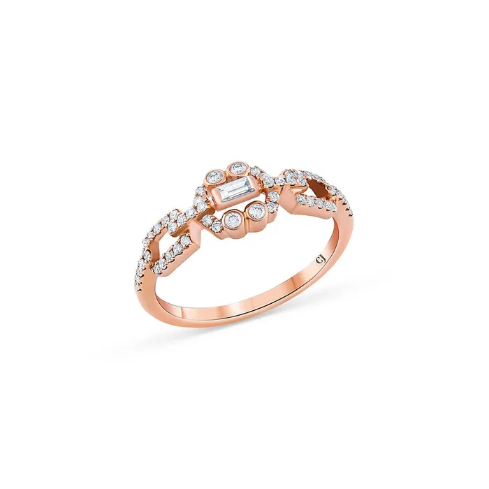 Rings 18K Rose Gold Diamond Link Motif Ring CJ Charles Jewelers